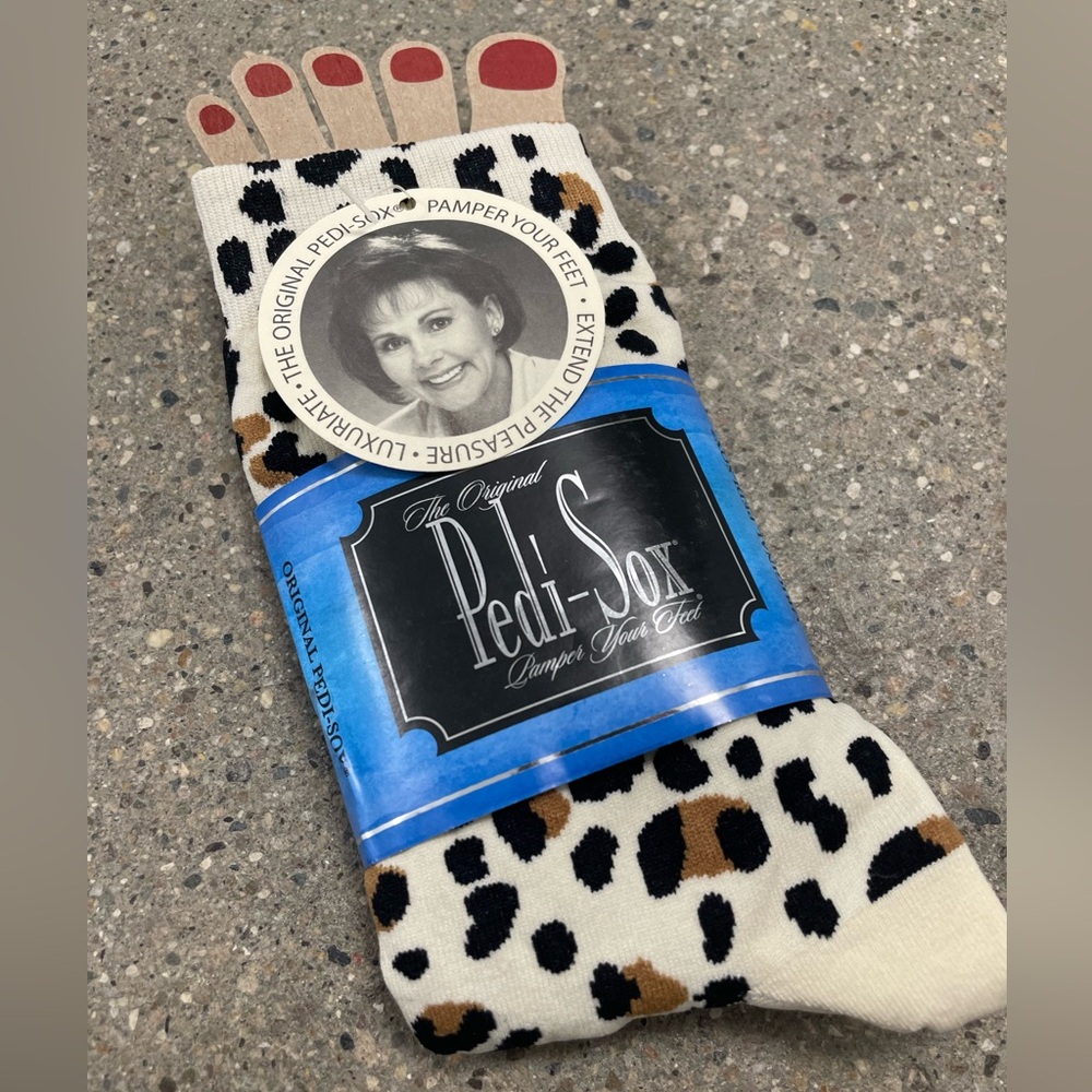 NWT Pedi-Sox Mary Janes Leopard Animal Print Open Toe Pedicure Socks